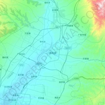 Mapa topográfico 洪洞县, altitude, relevo