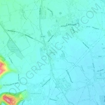 Mapa topográfico Motta, altitude, relevo