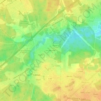 Mapa topográfico Les Pierrettes, altitude, relevo