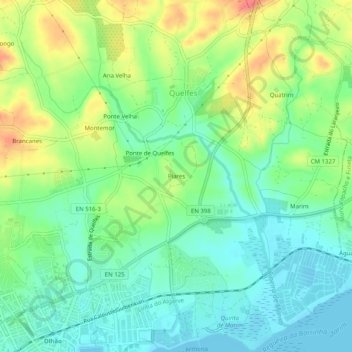 Mapa topográfico Piares, altitude, relevo