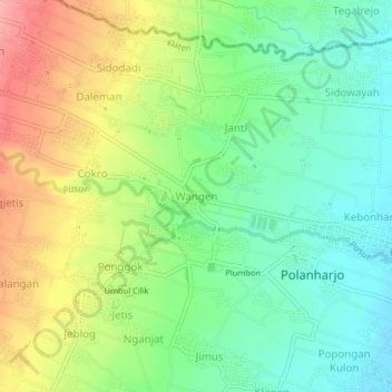 Mapa topográfico Wangen, altitude, relevo