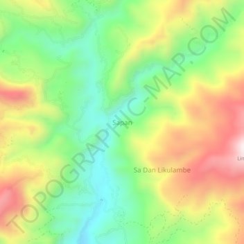 Mapa topográfico Sapan, altitude, relevo