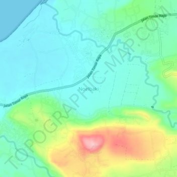 Mapa topográfico Noelbaki, altitude, relevo