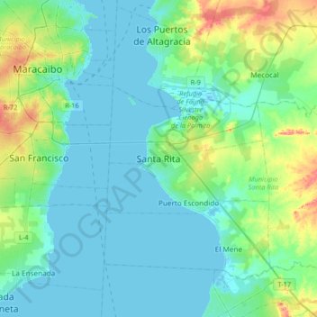 Mapa topográfico Santa Rita, altitude, relevo