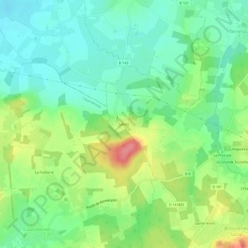 Mapa topográfico Sables, altitude, relevo