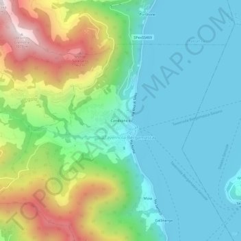Mapa topográfico Cambianica, altitude, relevo