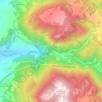 Mapa topográfico Pale, altitude, relevo
