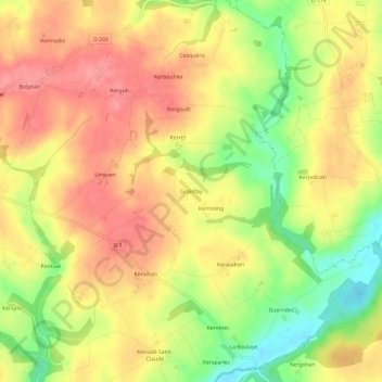 Mapa topográfico Grainfay, altitude, relevo