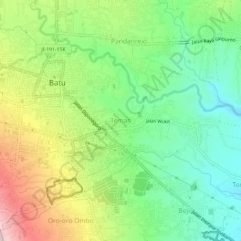 Mapa topográfico Temas, altitude, relevo