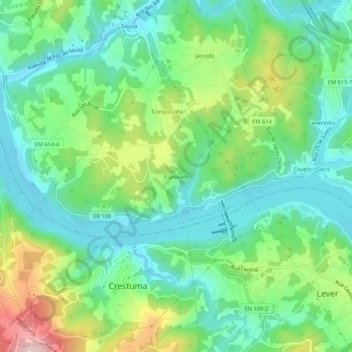 Mapa topográfico Esposade, altitude, relevo