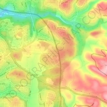 Mapa topográfico Kfar Ruth, altitude, relevo