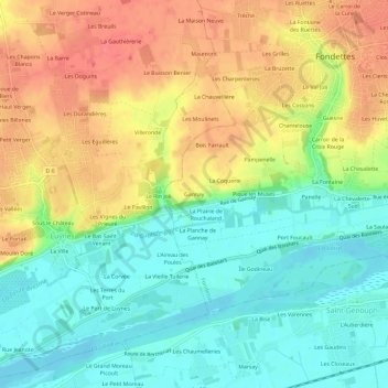 Mapa topográfico Gannay, altitude, relevo