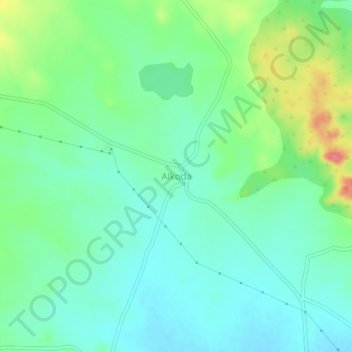 Mapa topográfico Alkoda, altitude, relevo