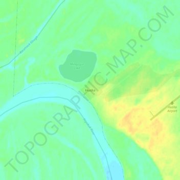 Mapa topográfico Huslia, altitude, relevo