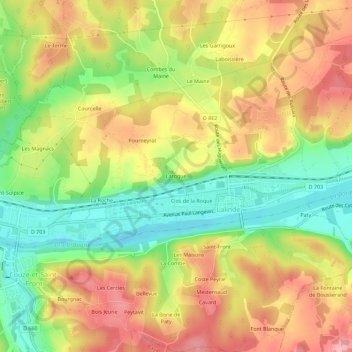 Mapa topográfico Laroque, altitude, relevo