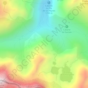 Mapa topográfico Pinet, altitude, relevo