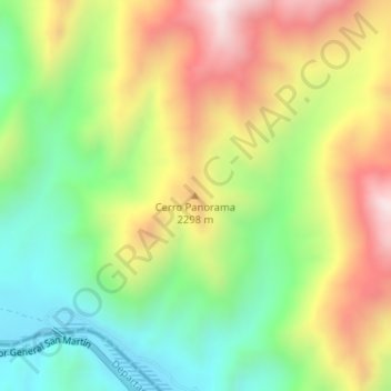Mapa topográfico Cerro Panorama, altitude, relevo