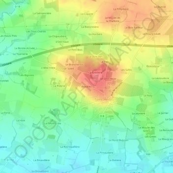 Mapa topográfico Beaulieu, altitude, relevo