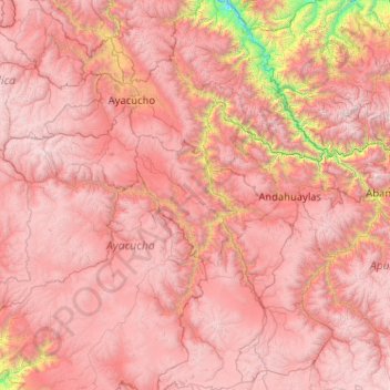 Mapa topográfico Vilcas Huaman, altitude, relevo