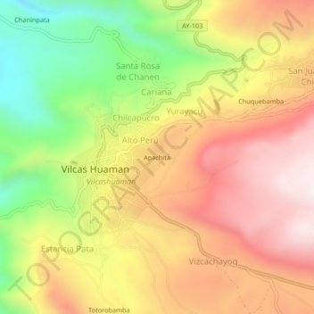 Mapa topográfico Apachita, altitude, relevo