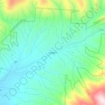 Mapa topográfico Buladeen, altitude, relevo