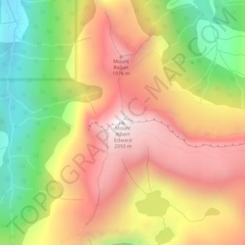 Mapa topográfico Mount Albert Edward, altitude, relevo
