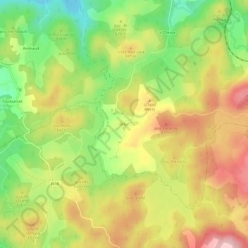 Mapa topográfico Orluc, altitude, relevo