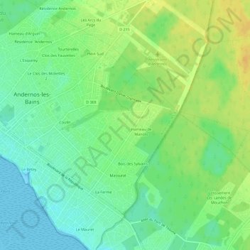 Mapa topográfico Les Bruyères, altitude, relevo