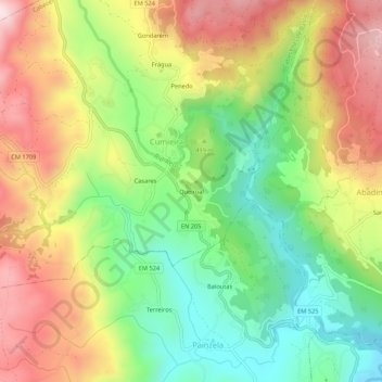 Mapa topográfico Queiroal, altitude, relevo