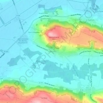 Mapa topográfico Chamont, altitude, relevo