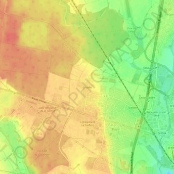 Mapa topográfico Cruzille, altitude, relevo