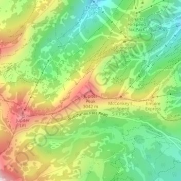 Mapa topográfico Jupiter Peak, altitude, relevo