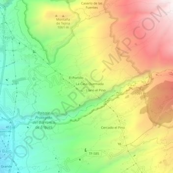 Mapa topográfico Los Palos, altitude, relevo