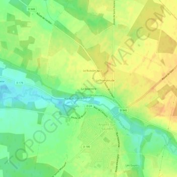 Mapa topográfico La Bouinière, altitude, relevo
