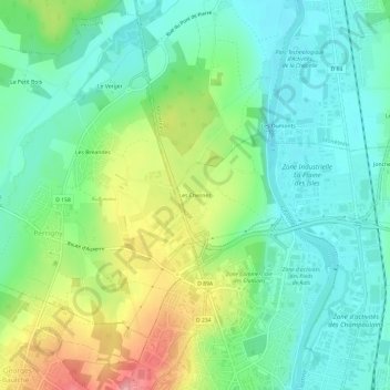 Mapa topográfico Les Chesnez, altitude, relevo