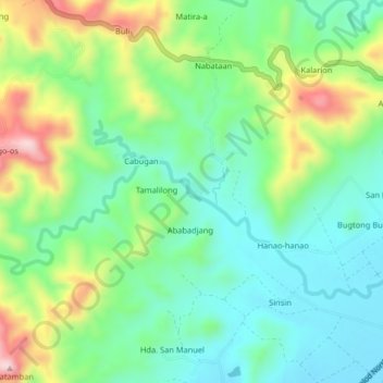 Mapa topográfico Patag, altitude, relevo