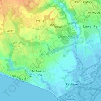 Mapa topográfico Lymore, altitude, relevo