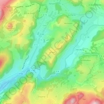 Mapa topográfico Le Fayet, altitude, relevo