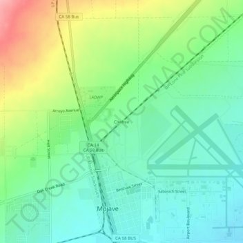Mapa topográfico Chaffee, altitude, relevo