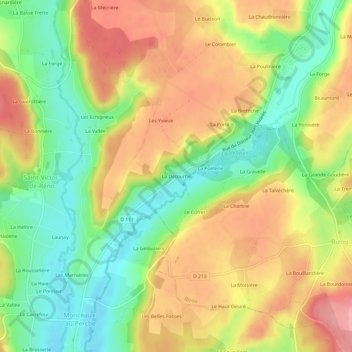 Mapa topográfico La Détourbe, altitude, relevo