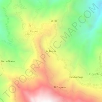 Mapa topográfico La Pampa, altitude, relevo