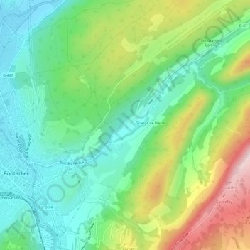 Mapa topográfico La Tuilerie, altitude, relevo