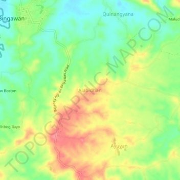 Mapa topográfico Alabidhan, altitude, relevo