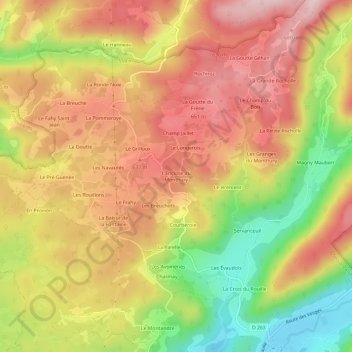 Mapa topográfico L'Enclose du Monthury, altitude, relevo