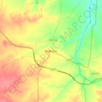 Mapa topográfico Sardarpur, altitude, relevo