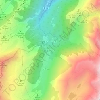 Mapa topográfico La Giettaz, altitude, relevo