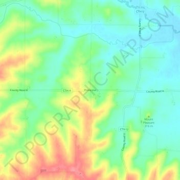 Mapa topográfico Primrose, altitude, relevo