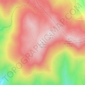Mapa topográfico Lameira, altitude, relevo