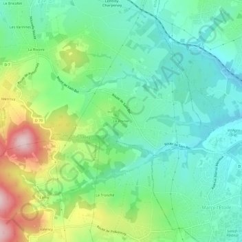 Mapa topográfico Le Poirier, altitude, relevo