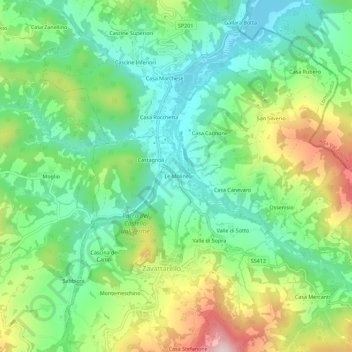 Mapa topográfico Le Moline, altitude, relevo